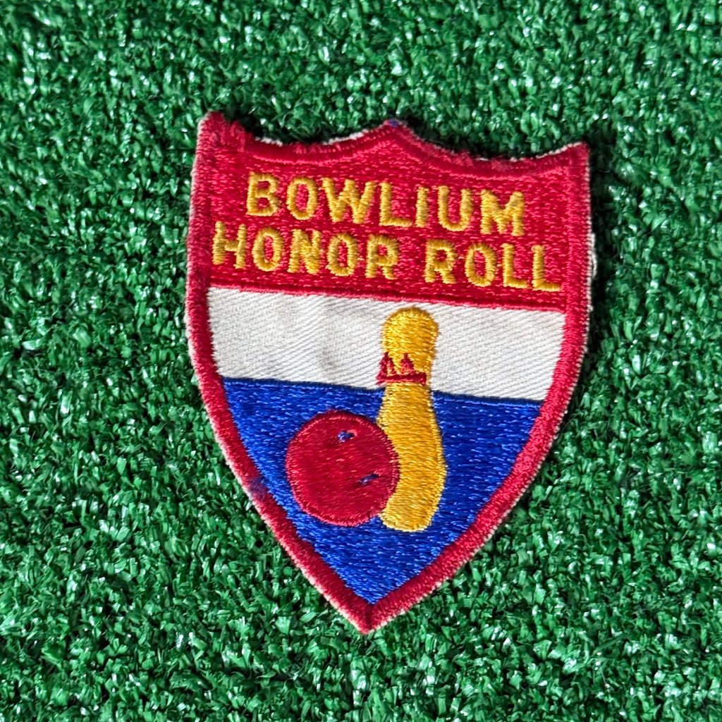 Vintage Bowlium Honor Roll Embroidered Jacket Shield Patch 375x3 In Authentic